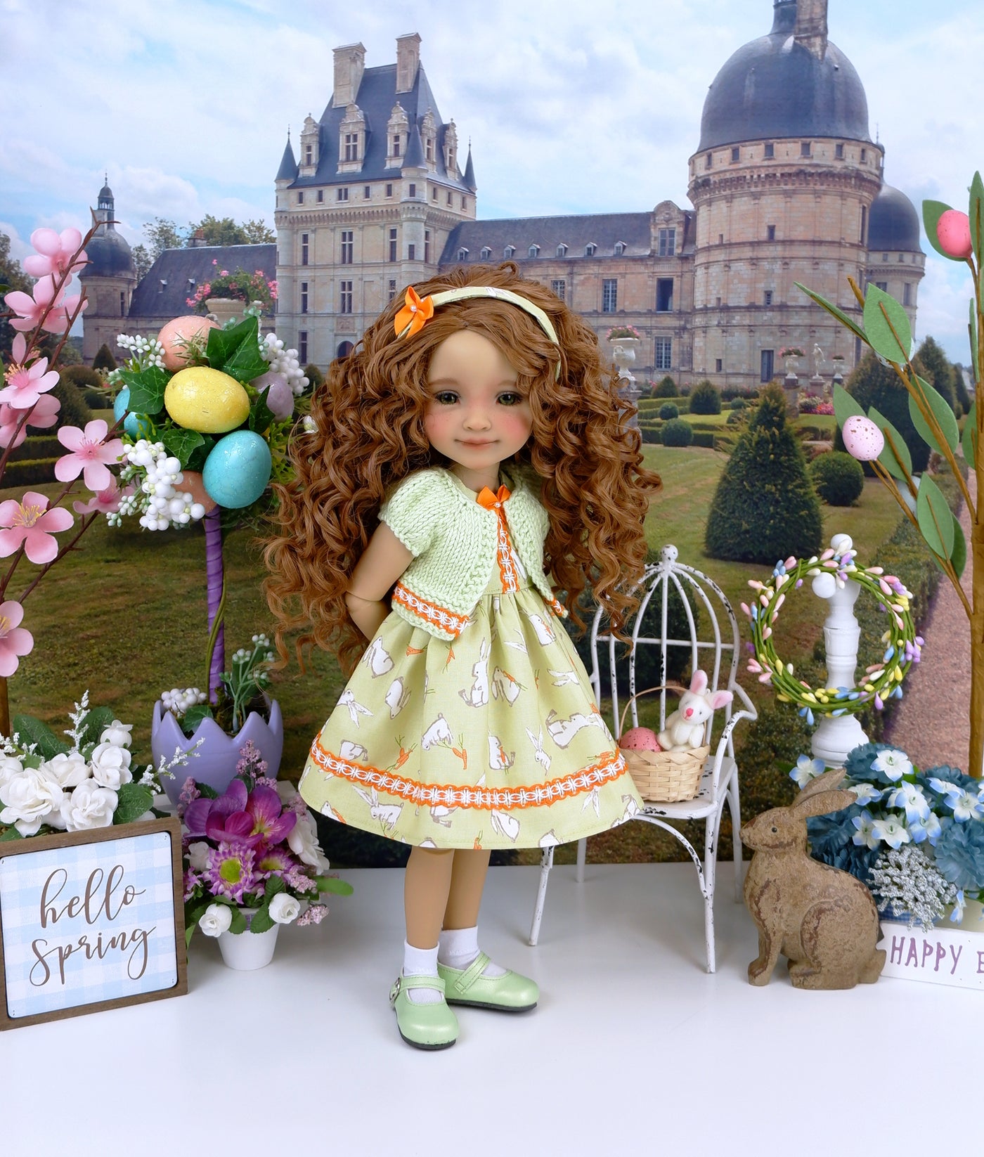 Little Garden Bunny - dress and sweater with shoes for Ruby Red Fashion Friends doll