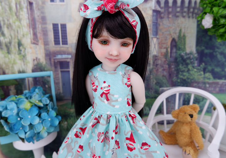 Little Sock Monkey - dress with boots for Ruby Red Fashion Friends doll