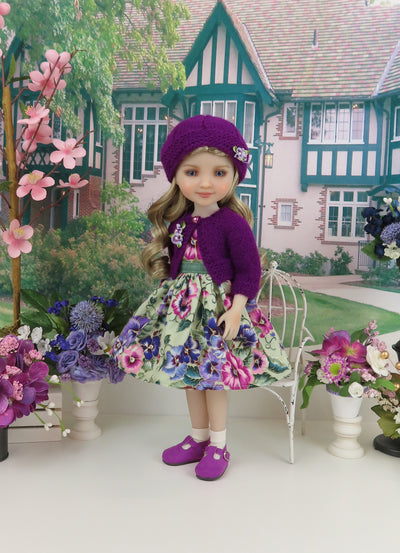 Majestic Pansy - dress and sweater set with shoes for Ruby Red Fashion Friends doll