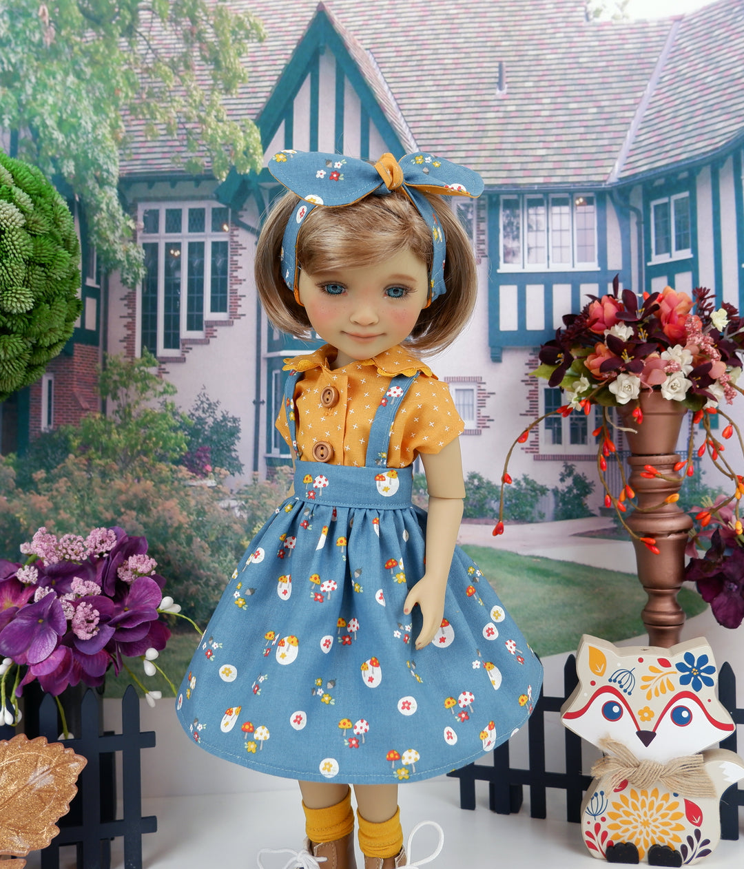 Meadow Mushrooms - blouse & jumper with boots for Ruby Red Fashion Friends doll