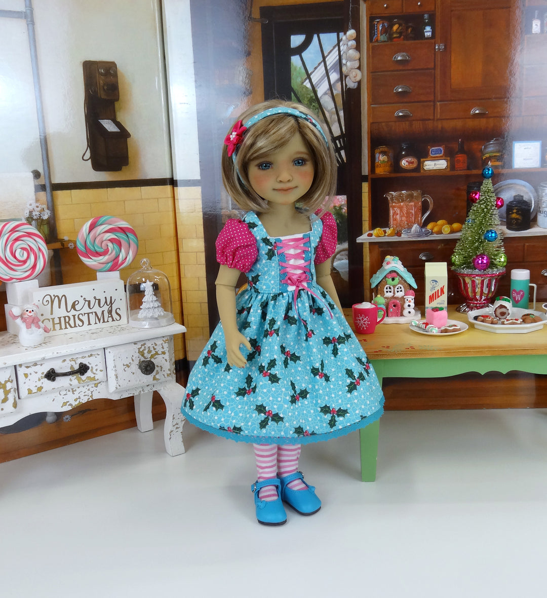 Merry & Bright - dress ensemble with shoes for Ruby Red Fashion Friends doll