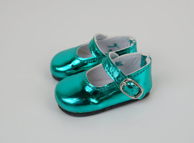 Simple Mary Jane Shoes - Metallic Jade