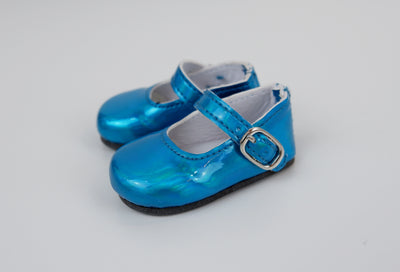 Simple Mary Jane Shoes - Metallic Turquoise