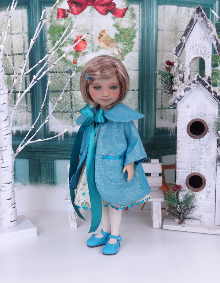 Mid Century Snowflakes - dress and coat with shoes for Ruby Red Fashion Friends doll