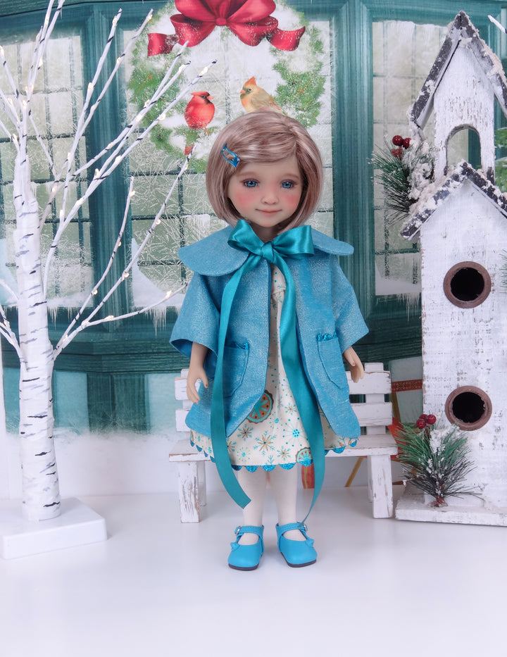 Mid Century Snowflakes - dress and coat with shoes for Ruby Red Fashion Friends doll