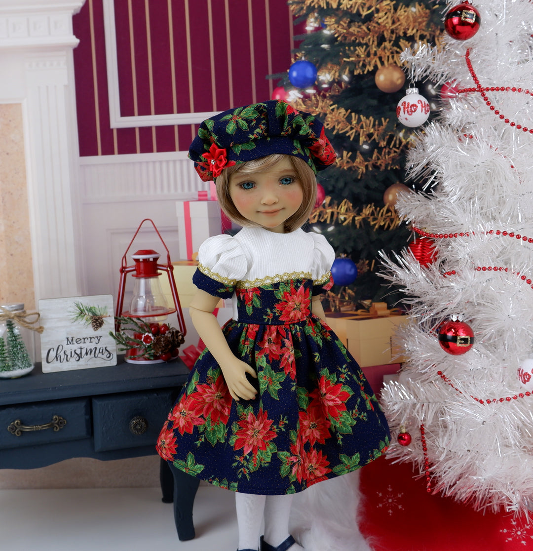 Midnight Poinsettias - dress with shoes for Ruby Red Fashion Friends doll