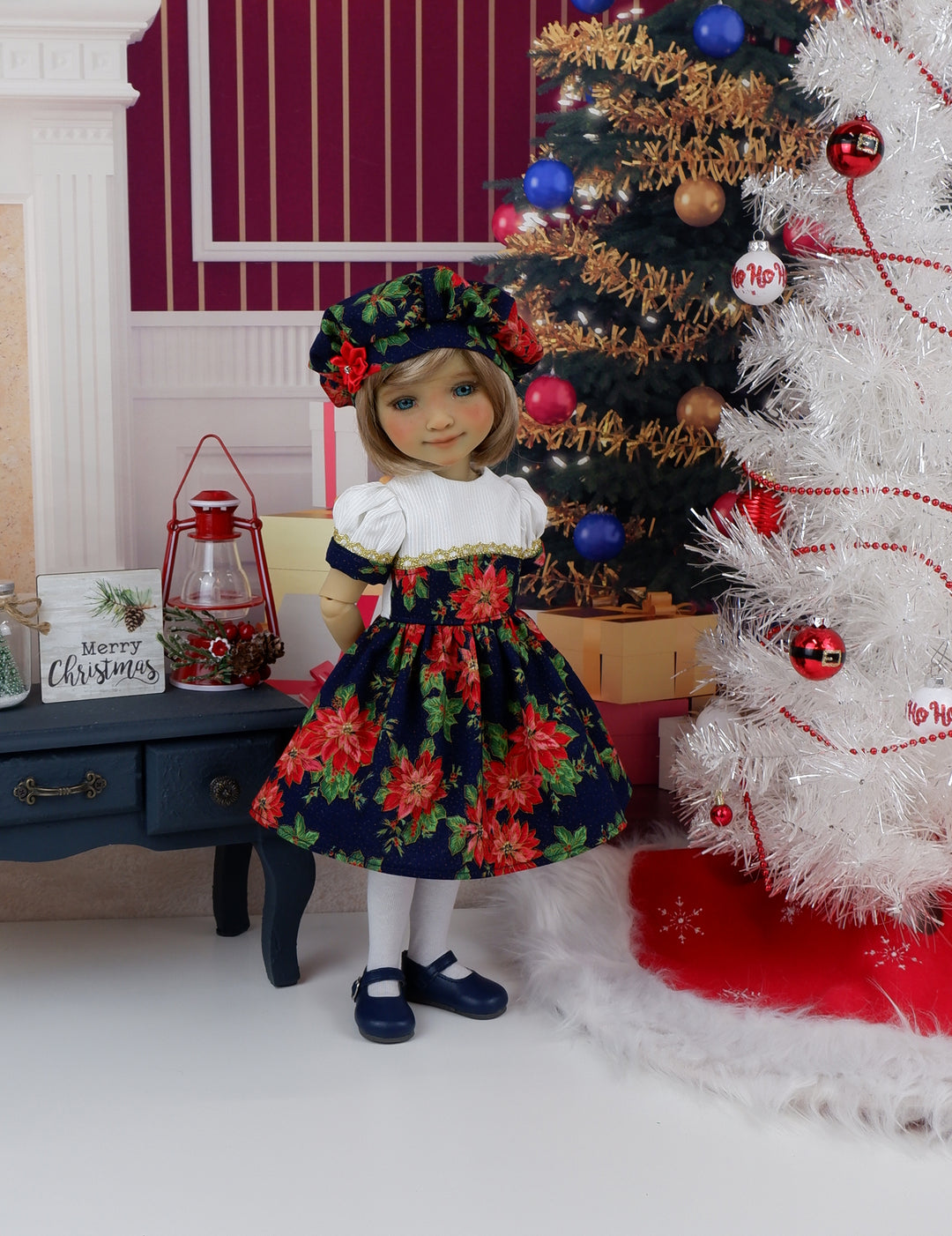 Midnight Poinsettias - dress with shoes for Ruby Red Fashion Friends doll