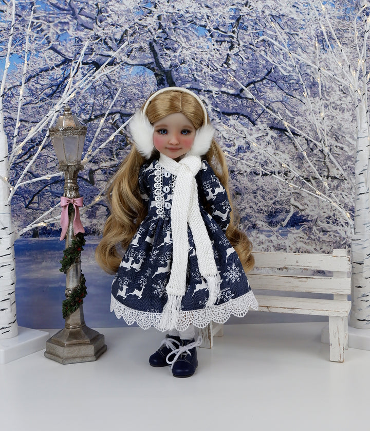 Midnight Reindeer - dress ensemble with boots for Ruby Red Fashion Friends doll