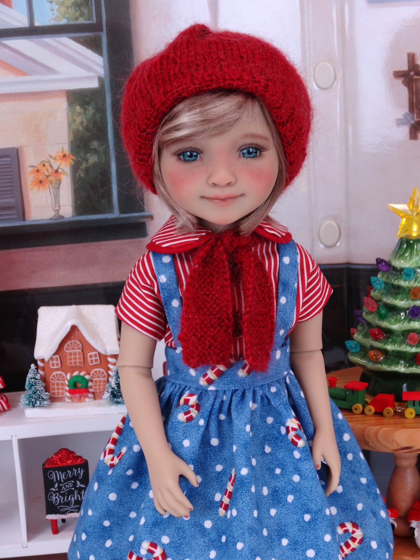Miss Candy Cane - blouse & jumper with shoes for Ruby Red Fashion Friends doll