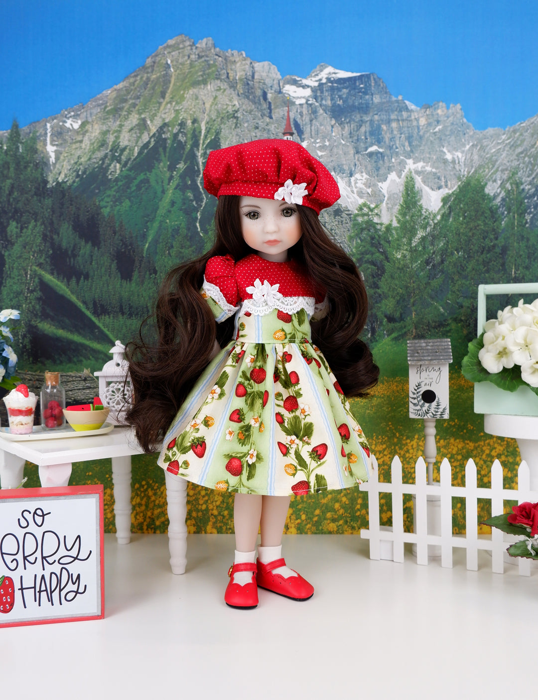 Mountain Strawberries - dress and shoes for Ruby Red Fashion Friends doll