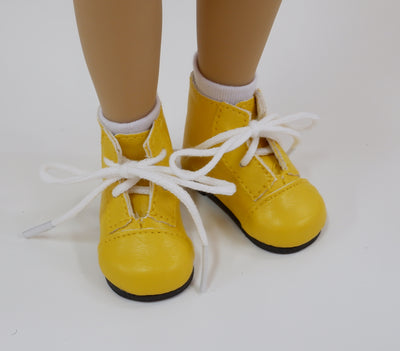 Ankle Lace Up Boots - Mustard