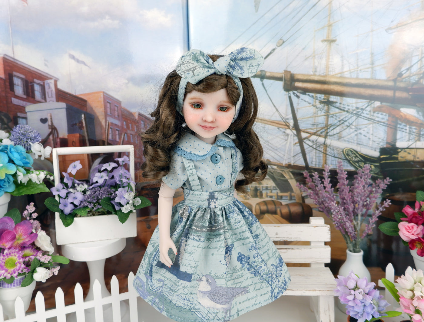 Nautical Compass - blouse & jumper with loafers for Ruby Red Fashion Friends doll