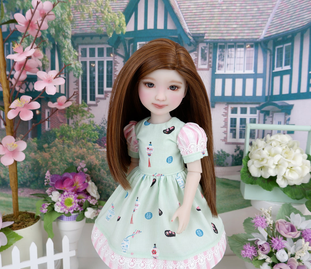 Oriental Lanterns - dress with shoes for Ruby Red Fashion Friends doll