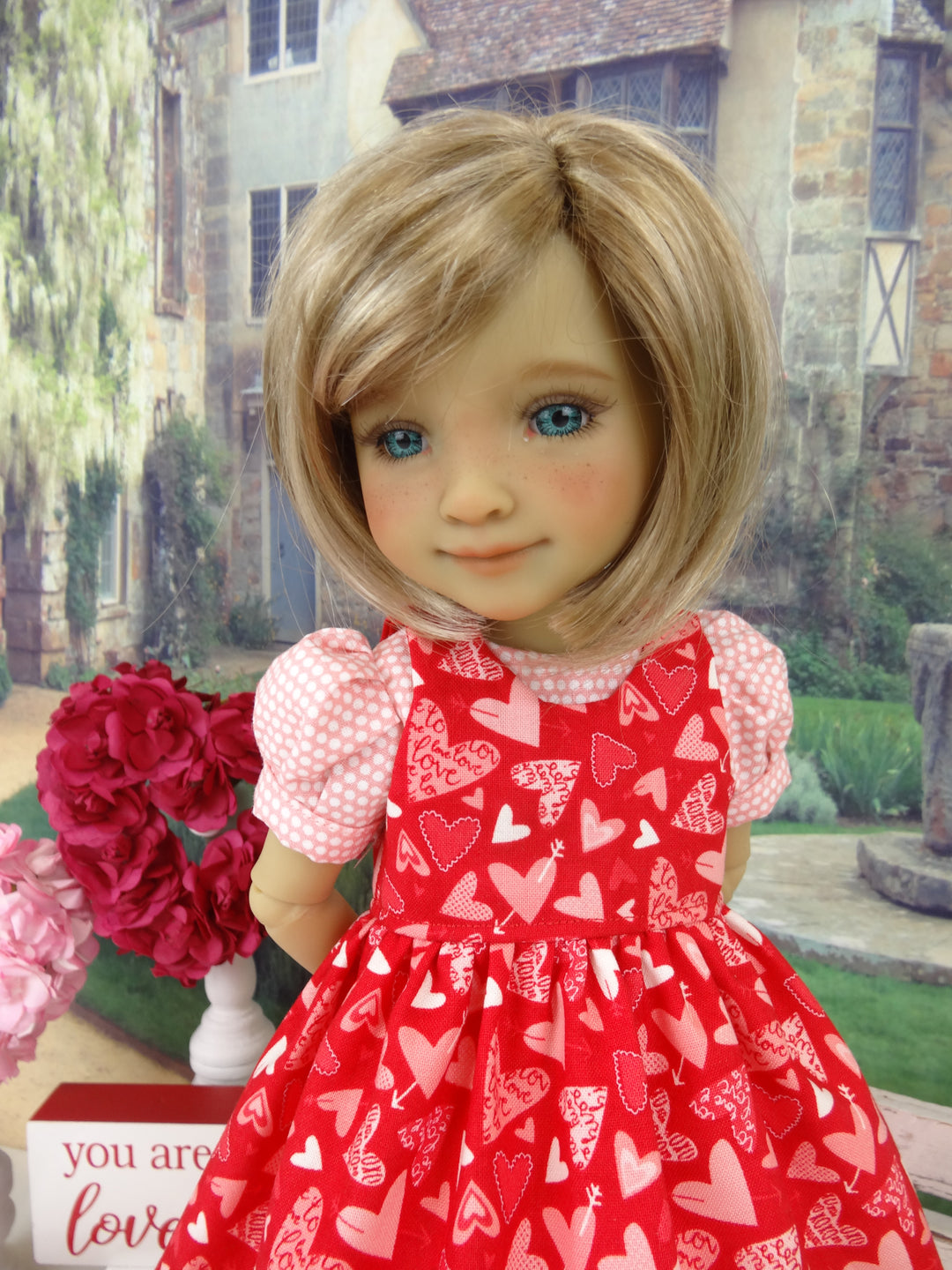 Paper Hearts - dress & pinafore with shoes for Ruby Red Fashion Friends doll