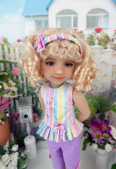 Pastel Stripe Minnie - top & capris with shoes for Ruby Red Fashion Friends doll