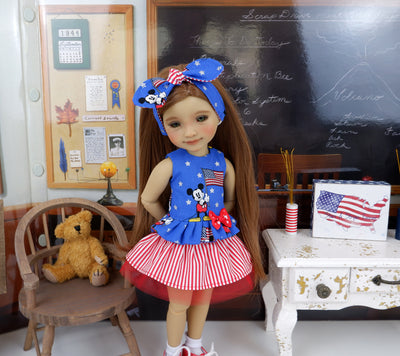 Patriotic Mickey - top & skirt with shoes for Ruby Red Fashion Friends doll