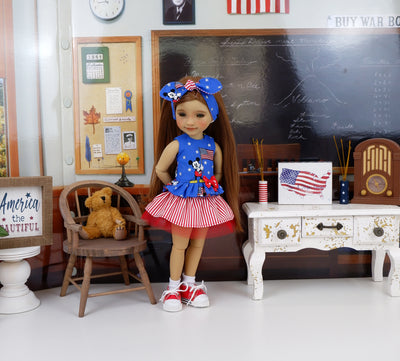 Patriotic Mickey - top & skirt with shoes for Ruby Red Fashion Friends doll