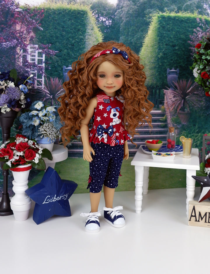 Patriotic Pup - top & capris with shoes for Ruby Red Fashion Friends doll