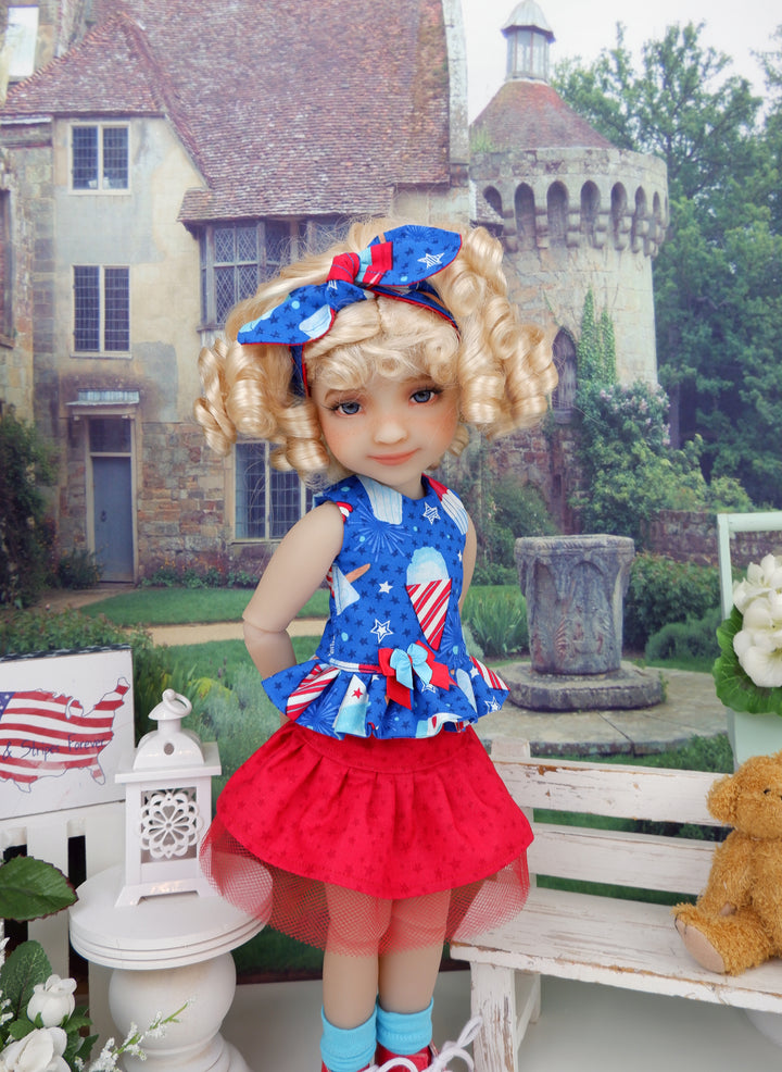 Patriotic SnoCone - top & skirt with boots for Ruby Red Fashion Friends doll