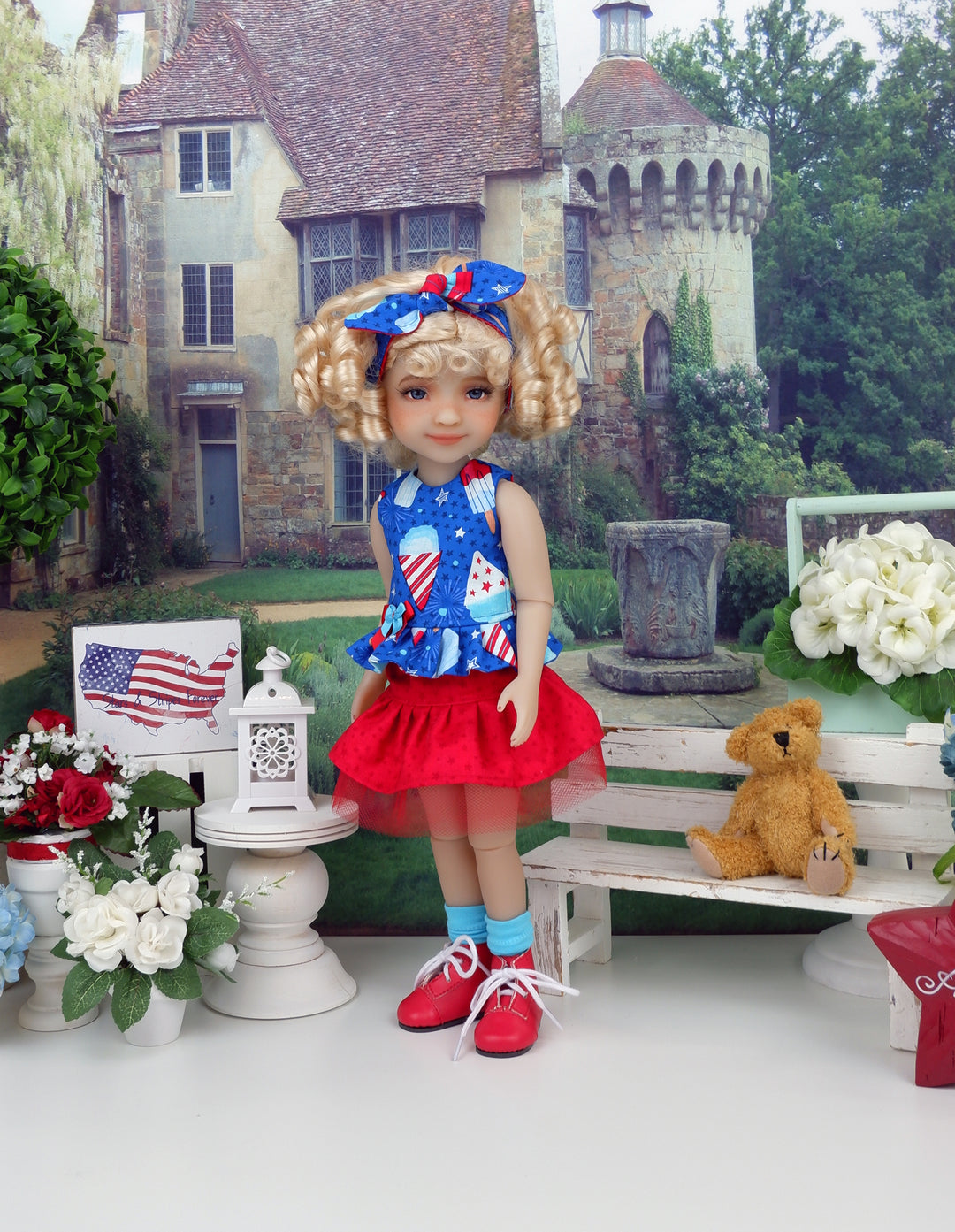 Patriotic SnoCone - top & skirt with boots for Ruby Red Fashion Friends doll