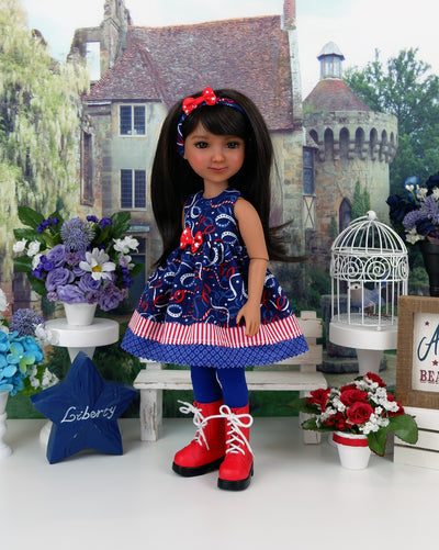 Patriotic Streamers - dress with boots for Ruby Red Fashion Friends doll