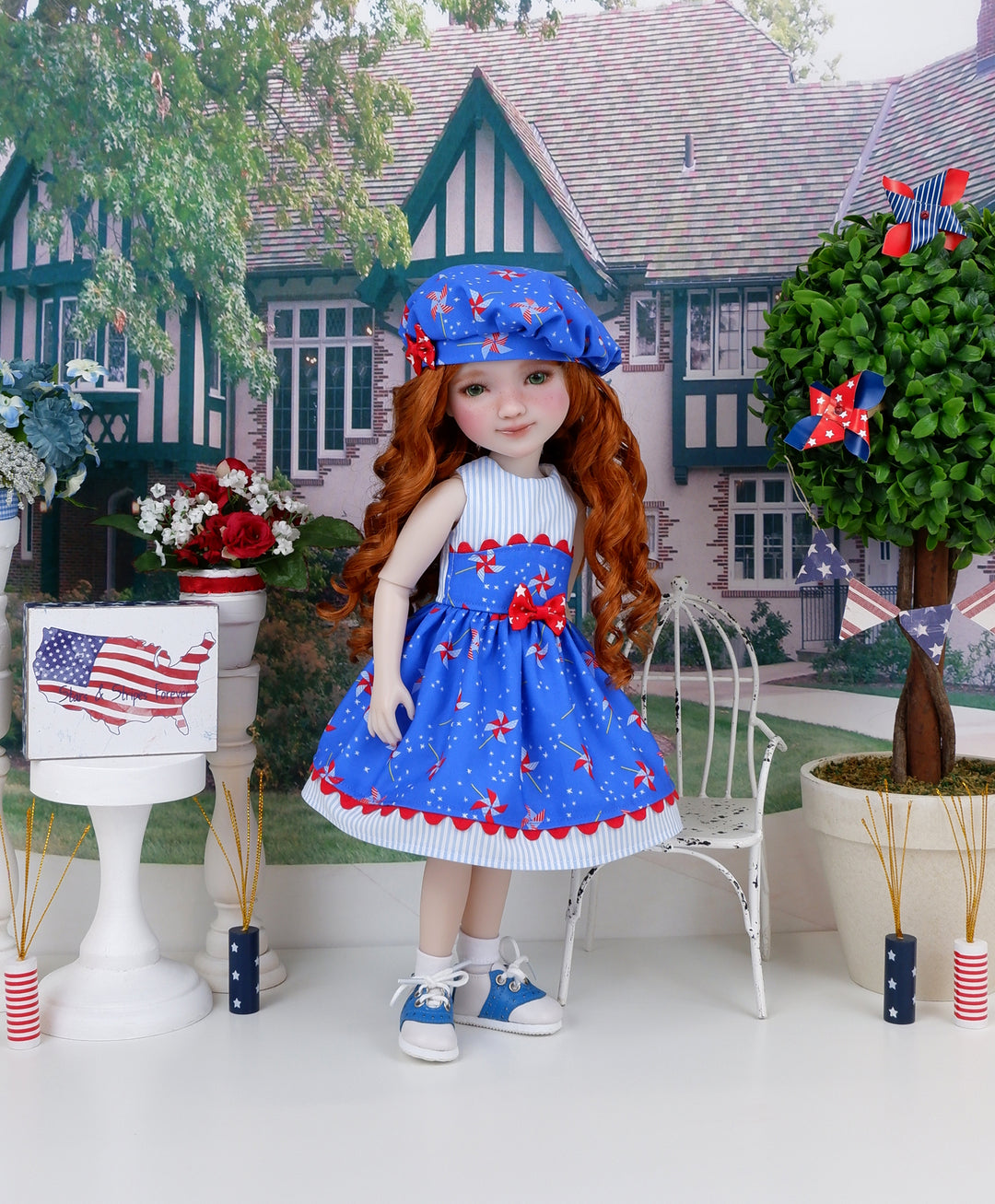 Patriotic Whirlygig - dress with shoes for Ruby Red Fashion Friends doll