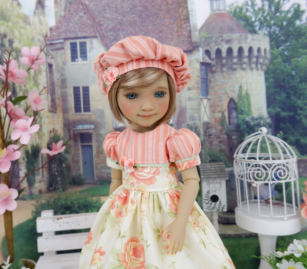 Peach Rose Blooms - dress and shoes for Ruby Red Fashion Friends doll