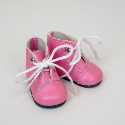 Ankle Lace Up Boots - Pearl Bubblegum Pink