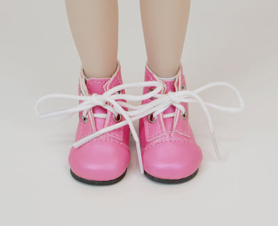 Ankle Lace Up Boots - Pearl Bubblegum Pink