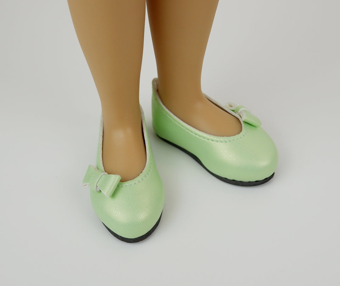 FACTORY SECONDS Bow Toe Ballet Flats - Pearl Spring Green