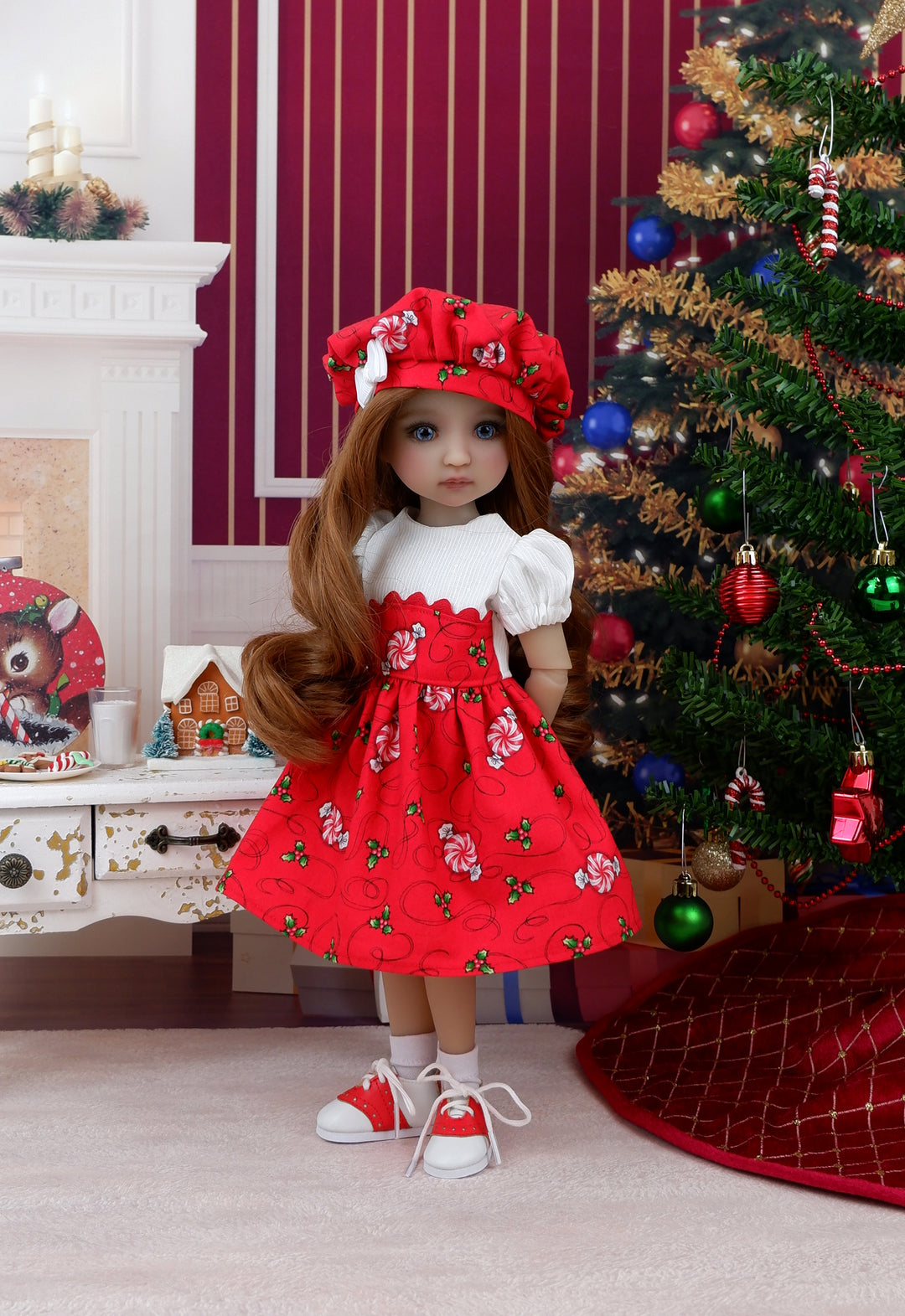 Peppermints & Holly - dress and shoes for Ruby Red Fashion Friends doll