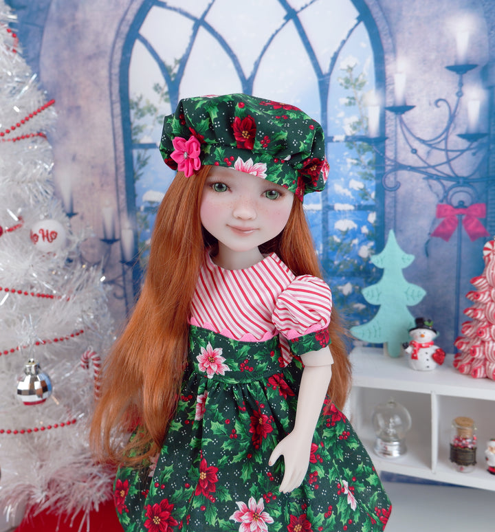 Peppermint Poinsettia - dress and shoes for Ruby Red Fashion Friends doll