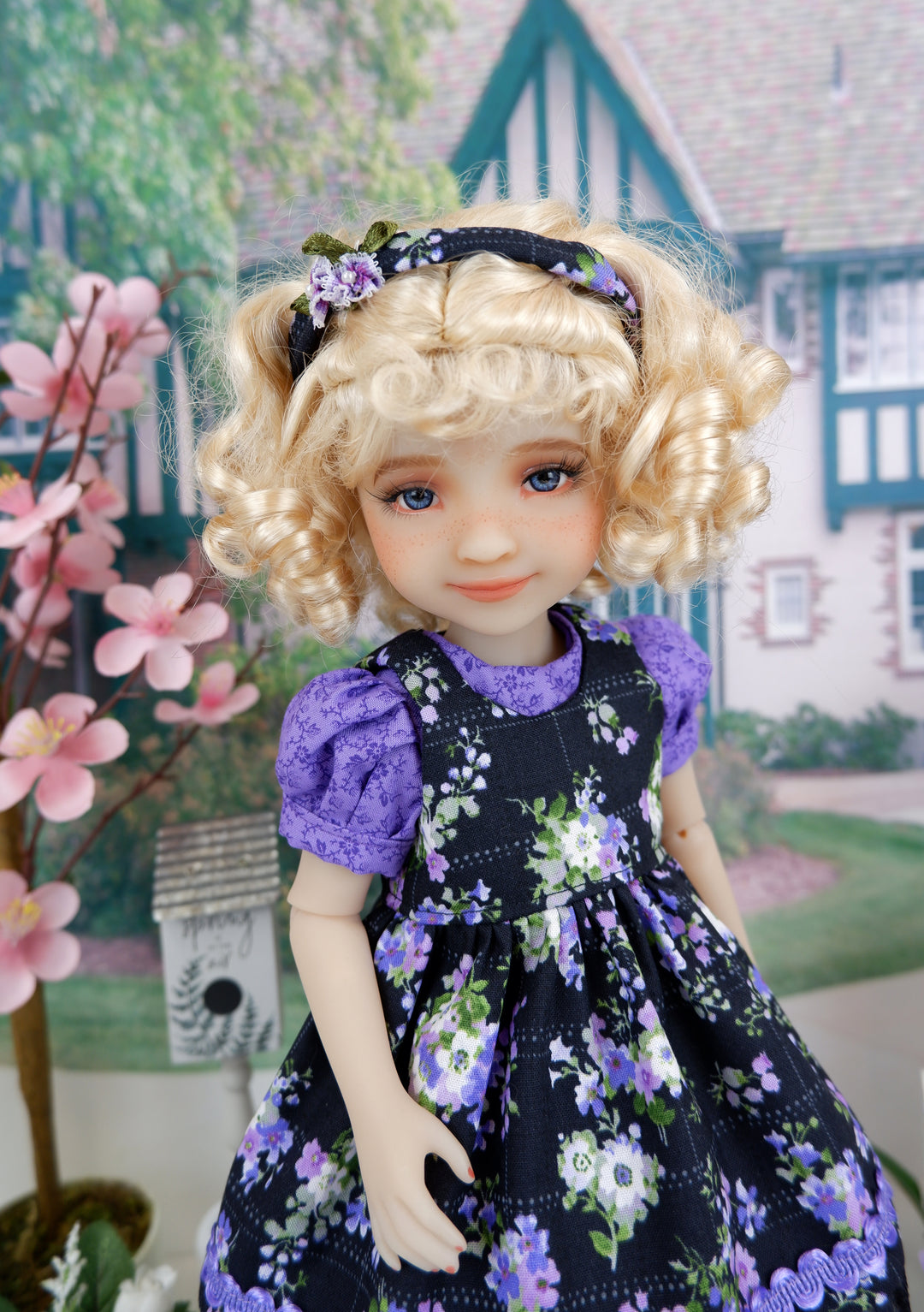 Perennial Garden - dress & pinafore with shoes for Ruby Red Fashion Friends doll