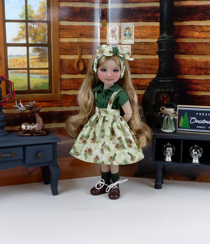 Petite Pine Cone - blouse & jumper with boots for Ruby Red Fashion Friends doll