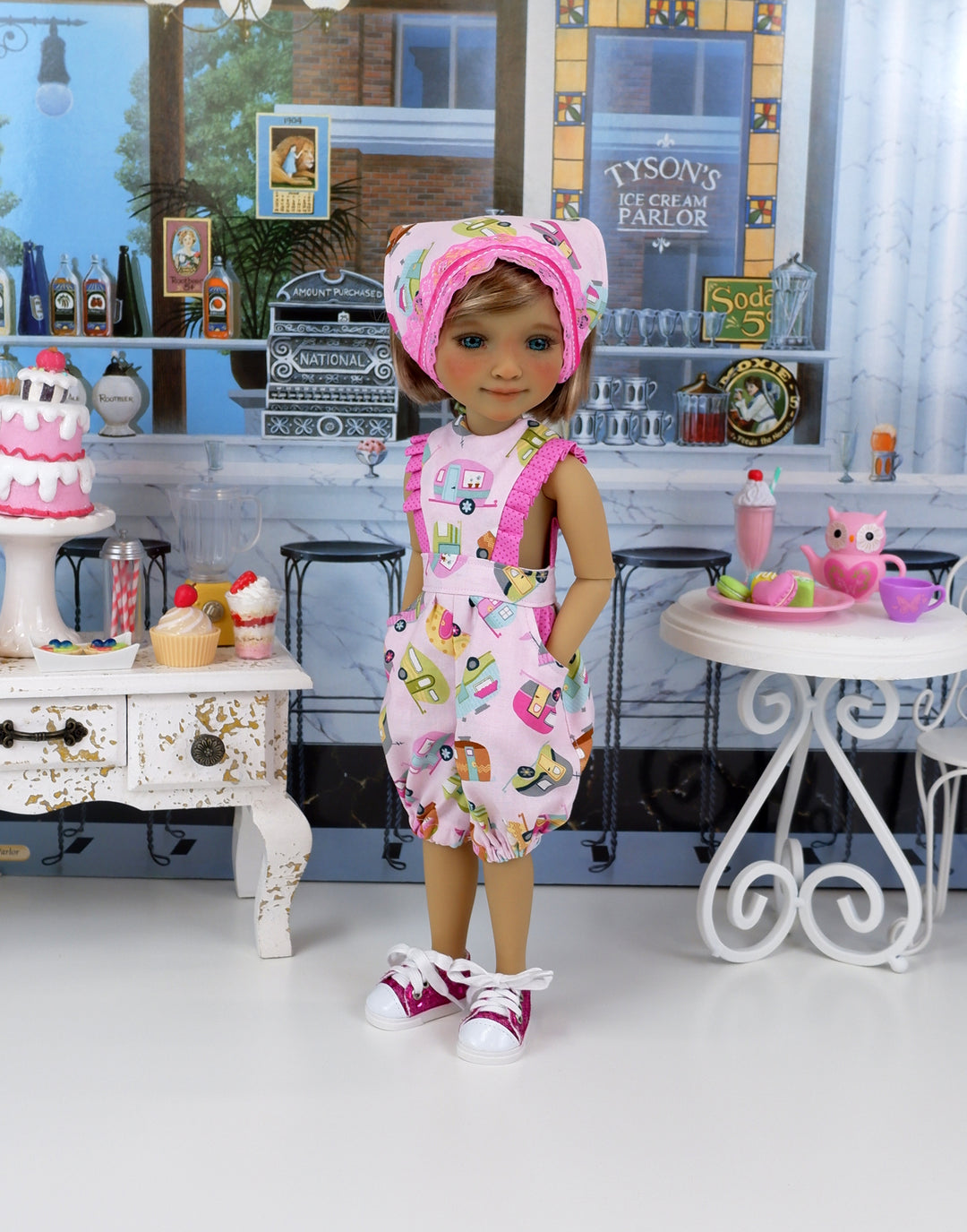 Pink Airstream - romper with shoes for Ruby Red Fashion Friends doll