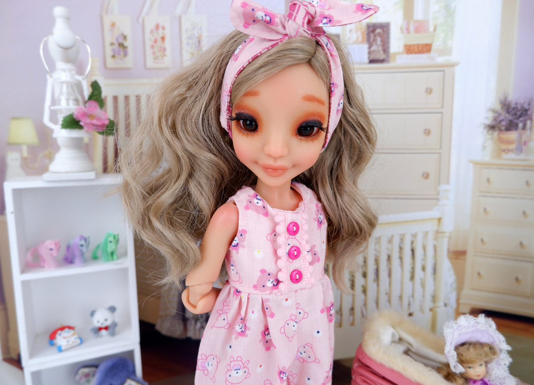 Pink Teddy - romper with tennis shoes for Ava BJD doll