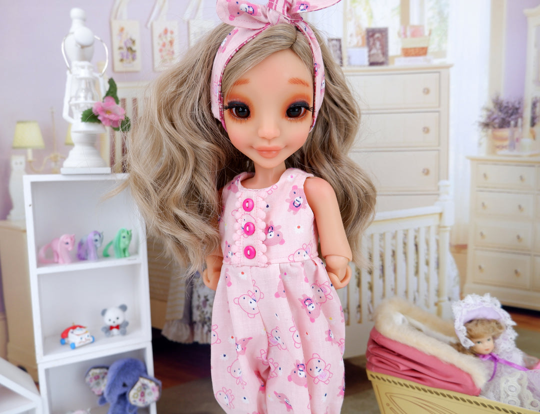 Pink Teddy - romper with tennis shoes for Ava BJD doll