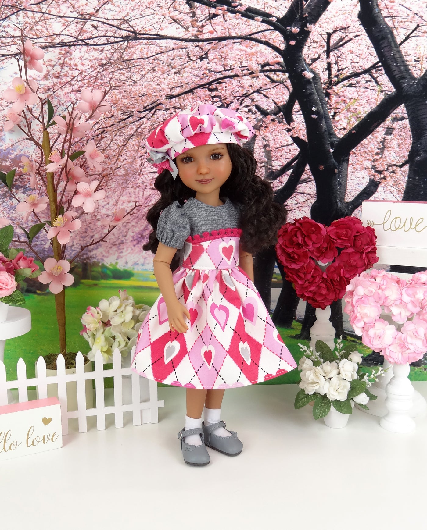 Plaid Hearts - dress and shoes for Ruby Red Fashion Friends doll