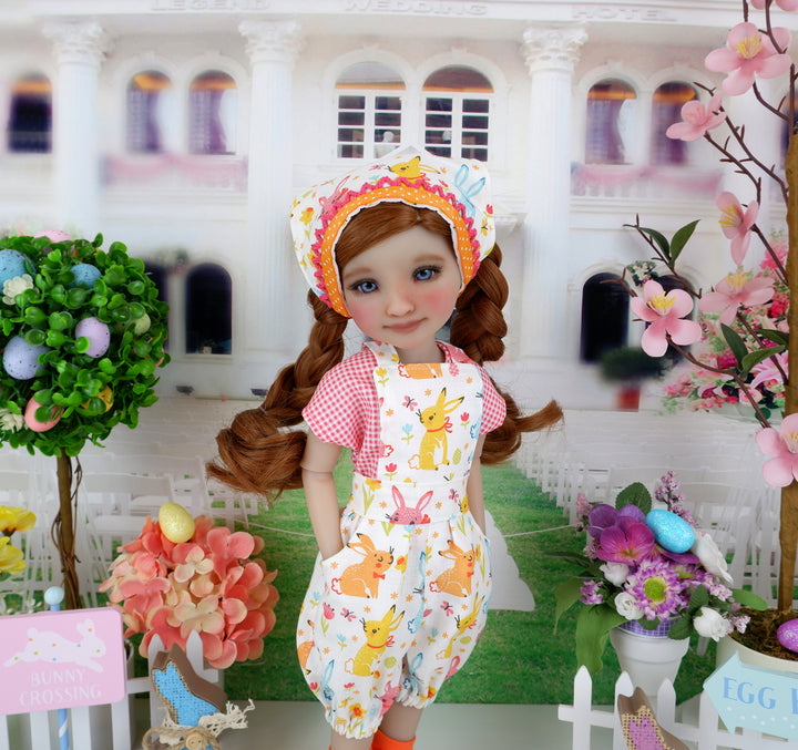 Playful Bunnies - shirt & overalls with boots for Ruby Red Fashion Friends doll