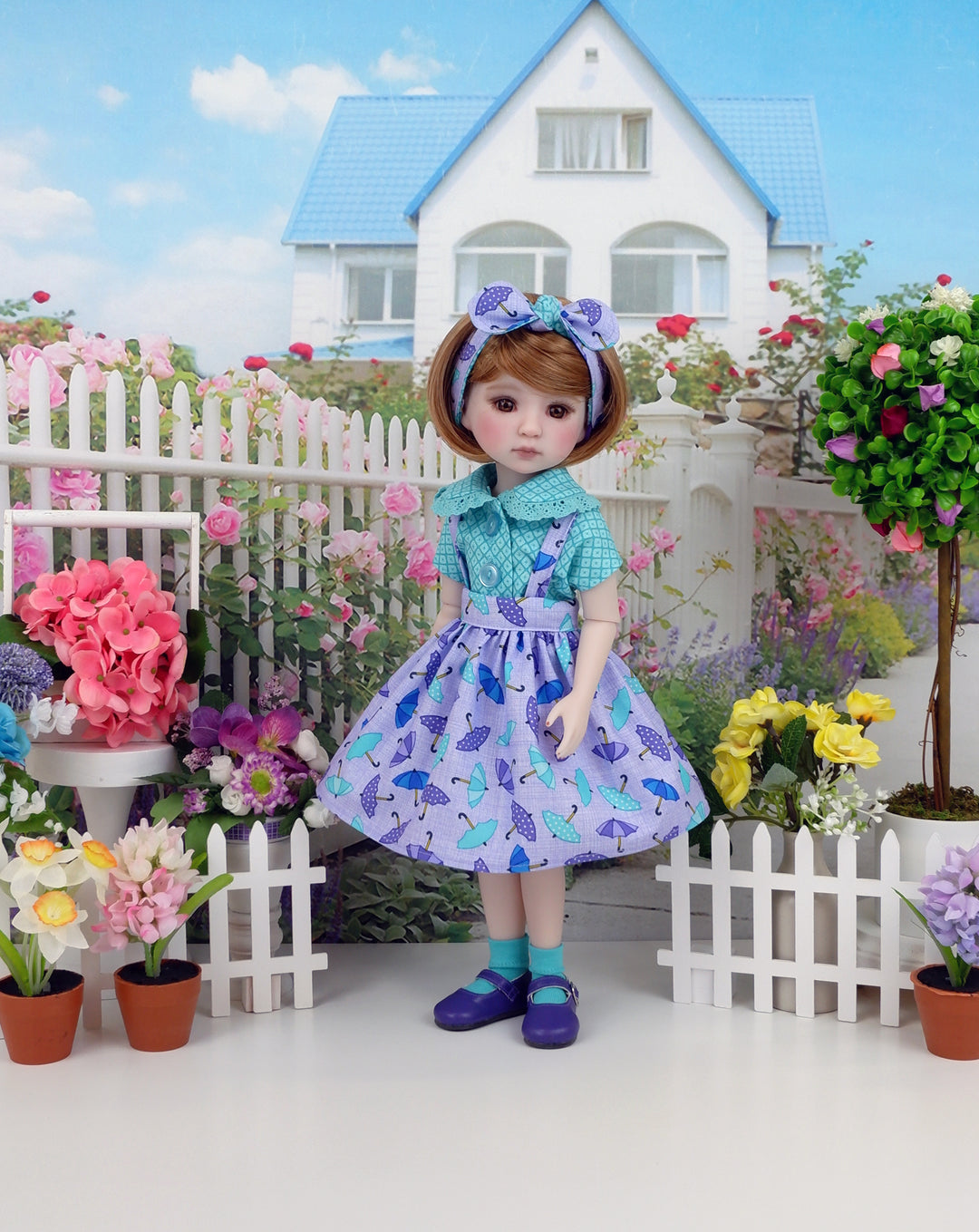 Playing in Puddles - blouse & jumper with shoes for Ruby Red Fashion Friends doll