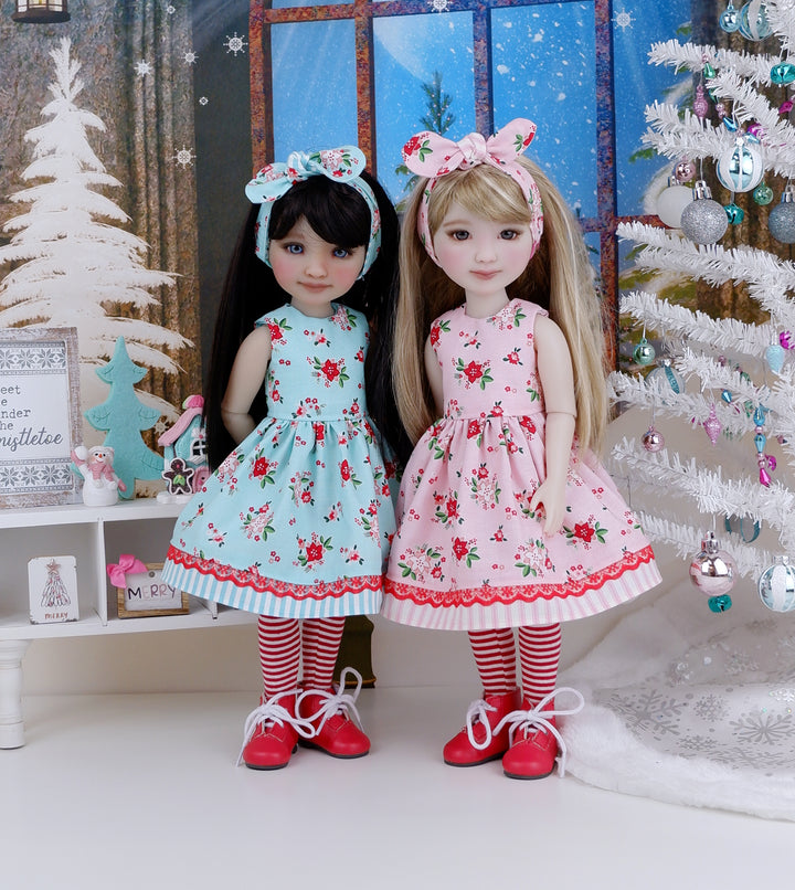 Poinsettia Sisters - Blush - dress with boots for Ruby Red Fashion Friends doll