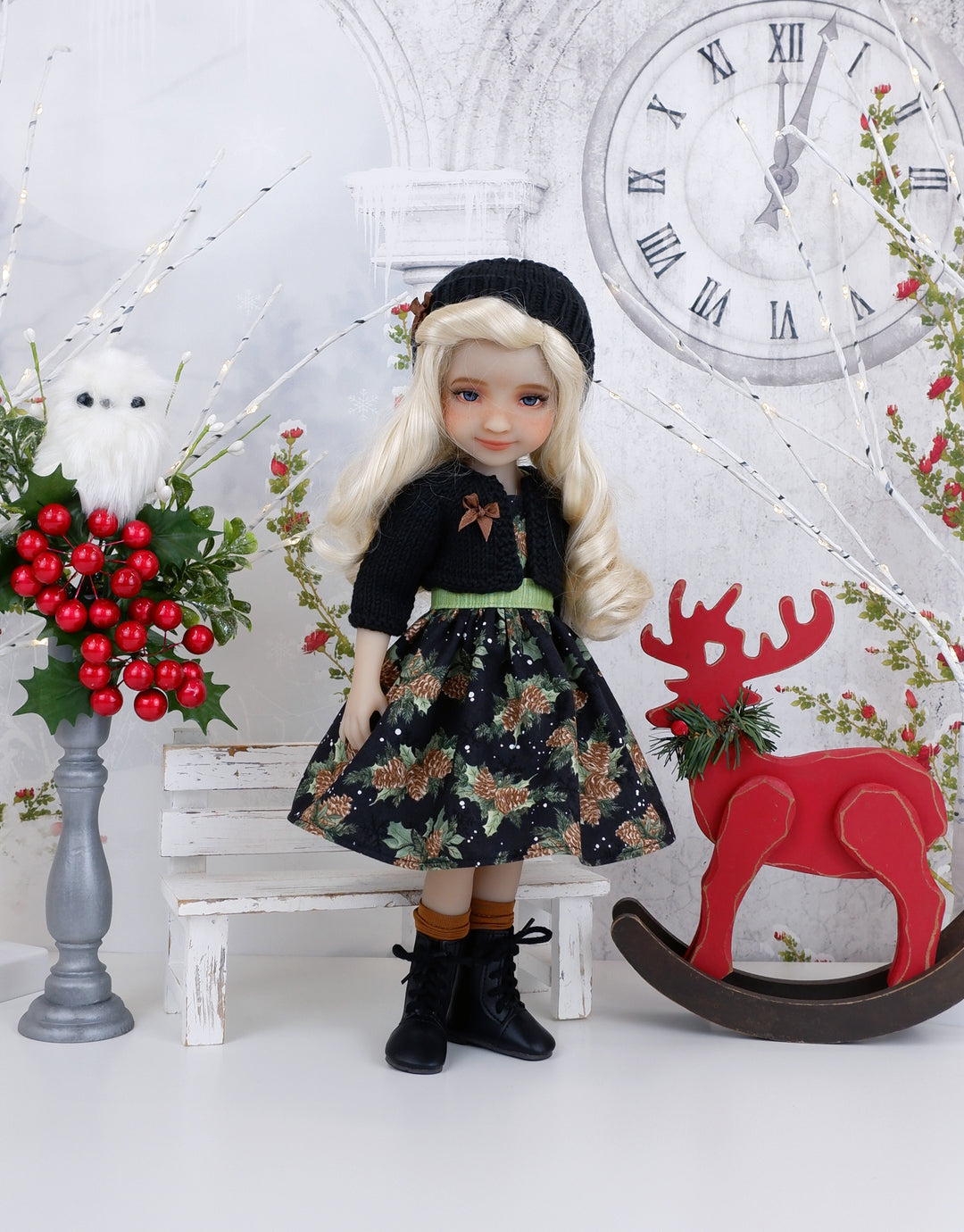 Ponderosa Pines - dress and sweater with boots for Ruby Red Fashion Friends doll