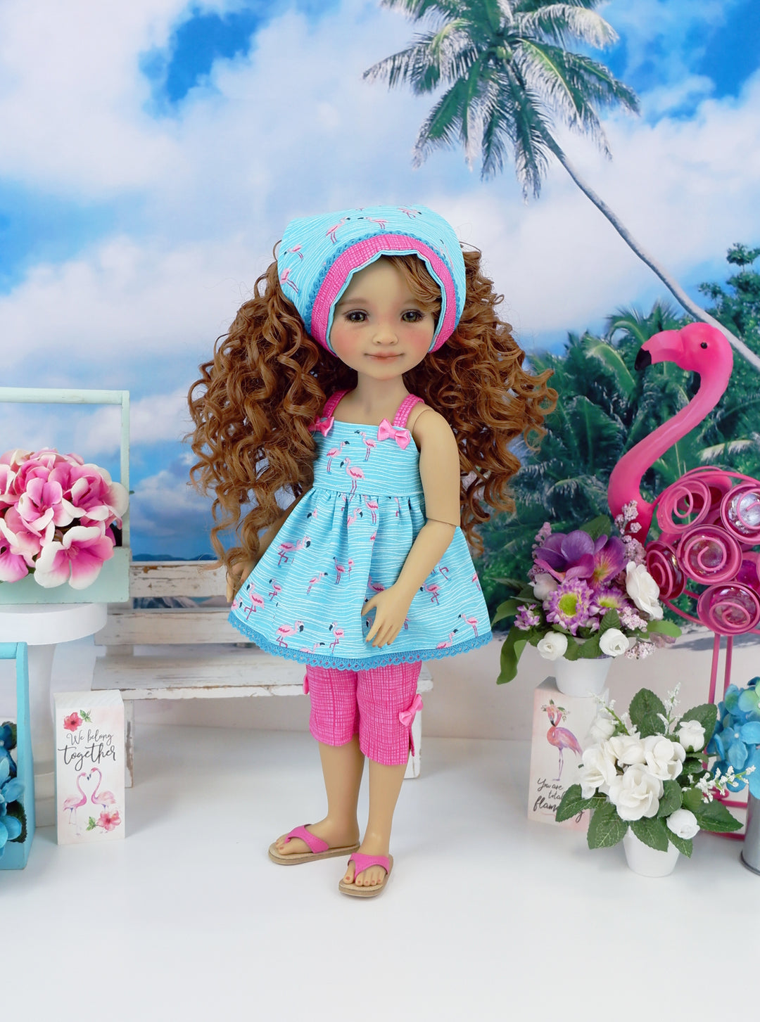 Poolside Flamingo - top & capris with shoes for Ruby Red Fashion Friends doll