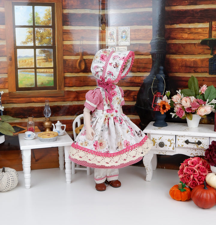 Prairie Peony - dress, bonnet & apron with boots for Ruby Red Fashion Friends doll