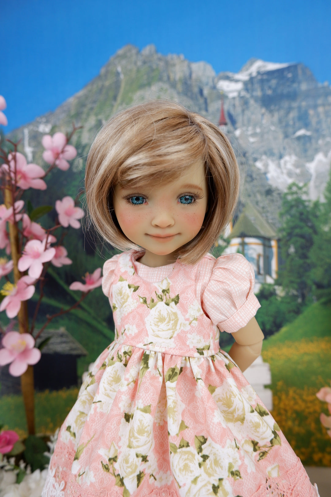 Precious Roses - dress & pinafore with boots for Ruby Red Fashion Friends doll