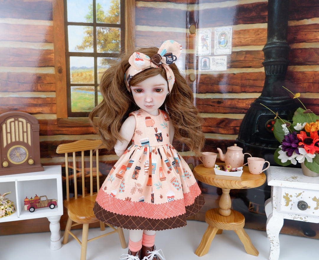 Pumpkin Spice Latte - dress with boots for Ruby Red Fashion Friends doll