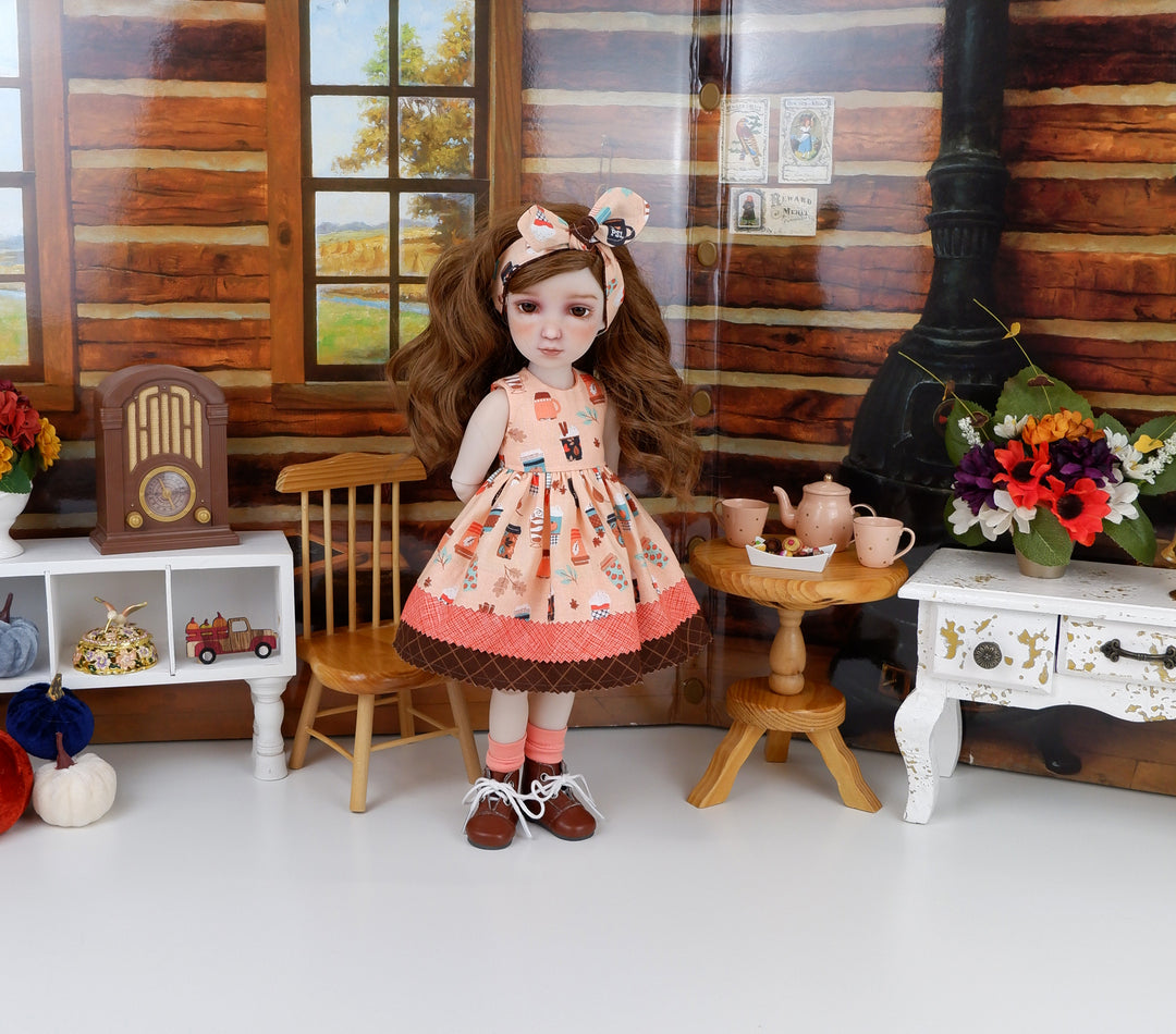 Pumpkin Spice Latte - dress with boots for Ruby Red Fashion Friends doll
