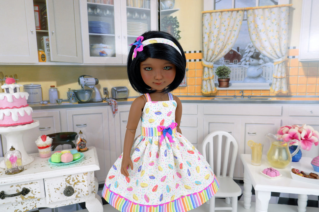 Rainbow Donuts - dress with shoes for Ruby Red Fashion Friends doll