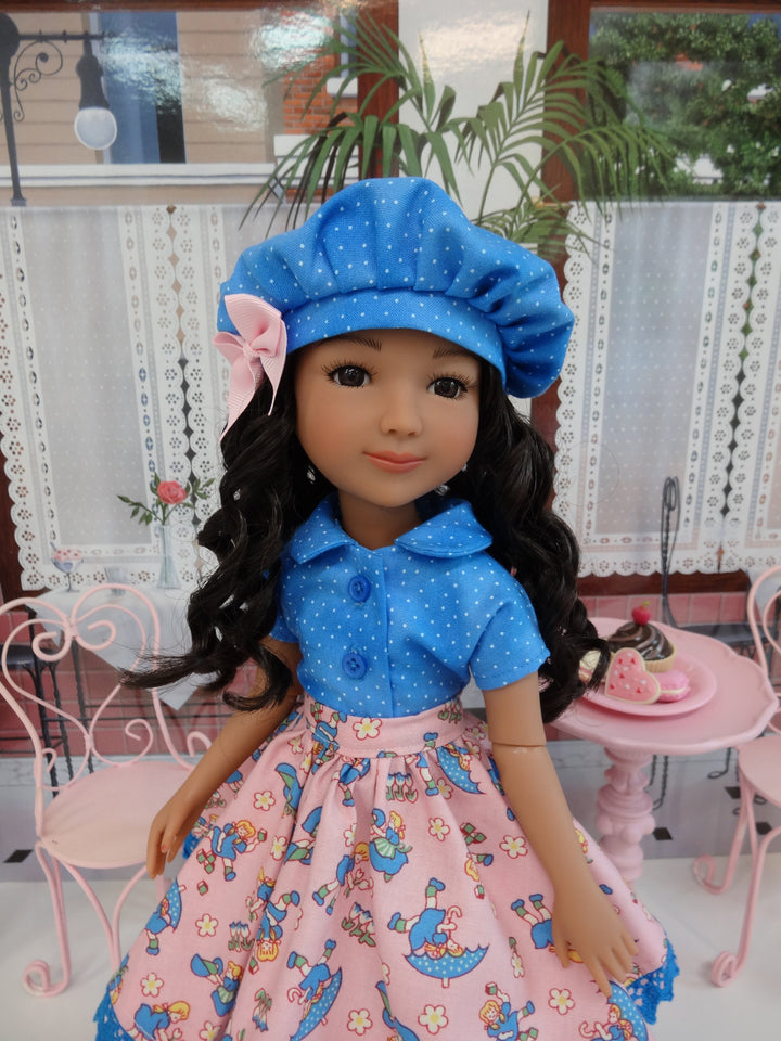 Rainy Day Blues - blouse & skirt for Ruby Red Fashion Friends doll
