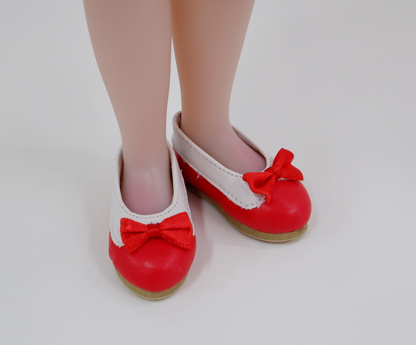 Collared Ballet Flats - Red & White